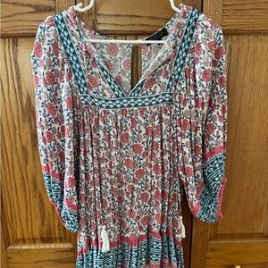 Rachel Zoe Floral Dress with Red and Blue Hues